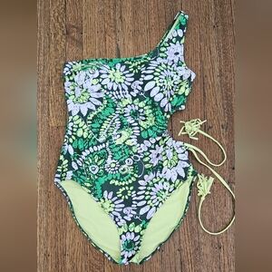 Aerie One Shoulder Bath suit with Side opening Size XL